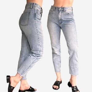 Brandy Melville light wash high rise raw hem jeans - fits like XS/S